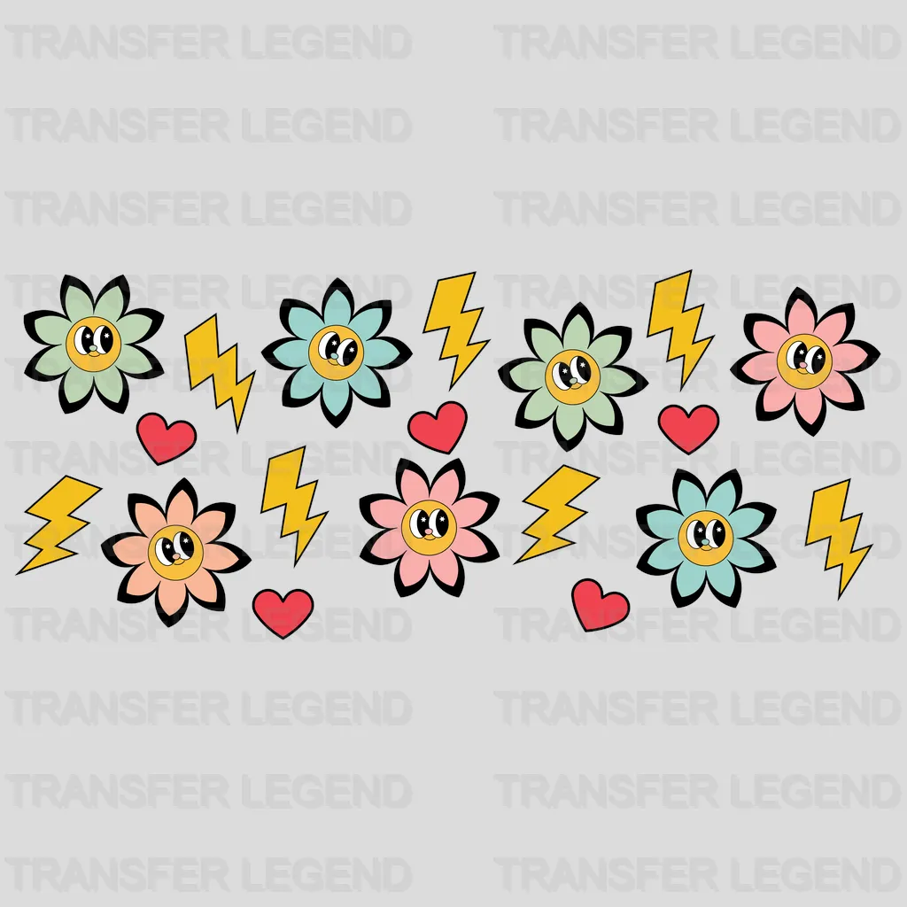 Smiling Flowers UV DTF Transfer Cup Wrap UV DTF Sticker - transferlegend