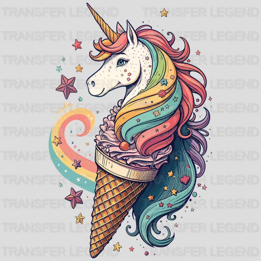 Ice Cream Unicorn Design - DTF Heat Transfers - transferlegend