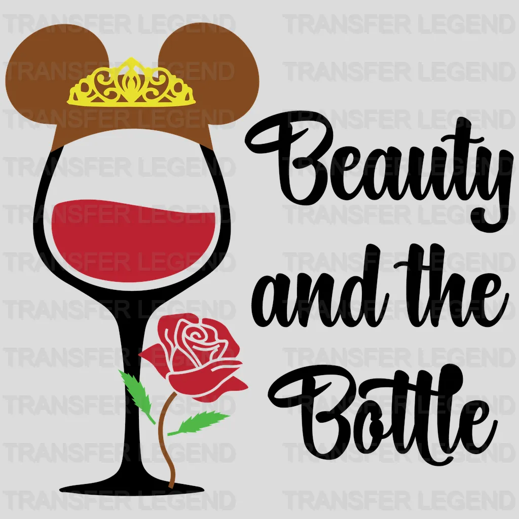 Ears Wine Beauty And The Bottle Design - DTF heat transfer - transferlegend