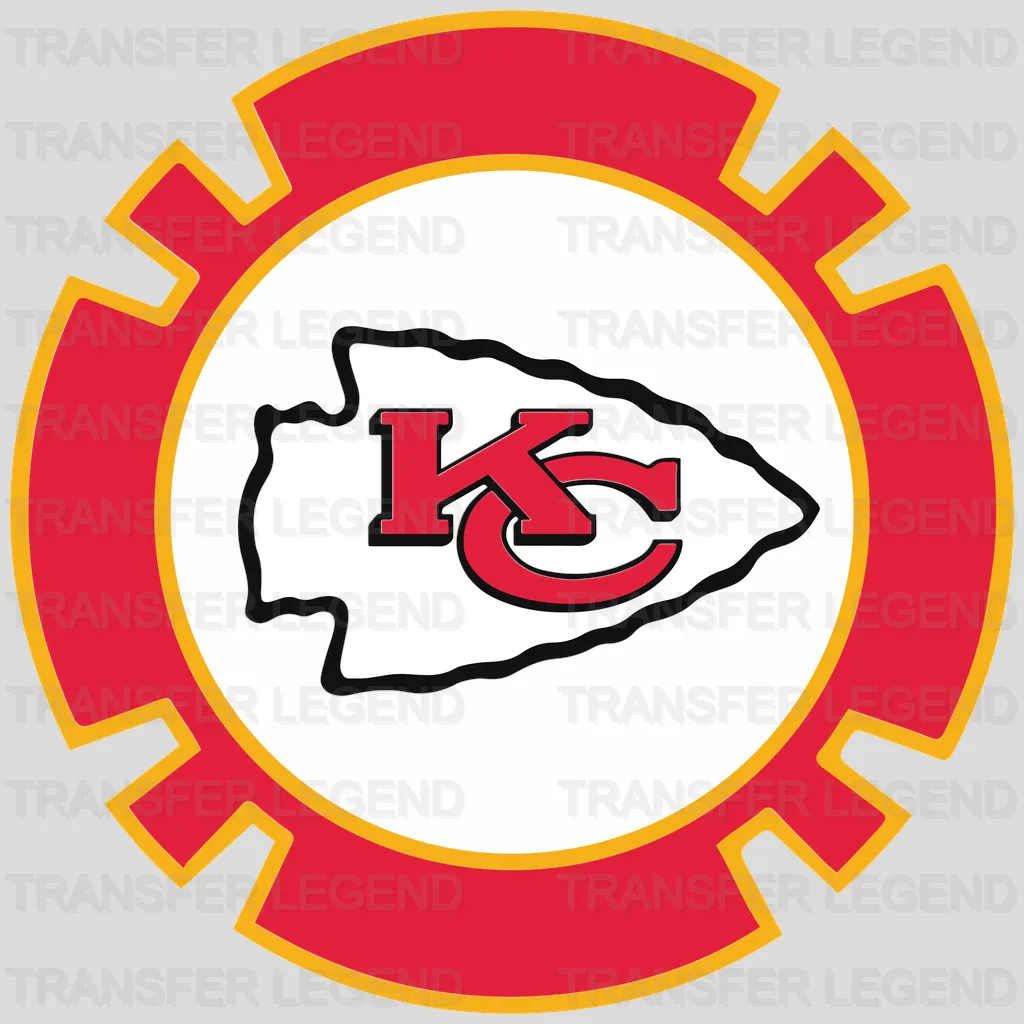 Kansas City Chiefs Gear‑Cog Badge with Arrowhead NFL Design - DTF Heat Transfer