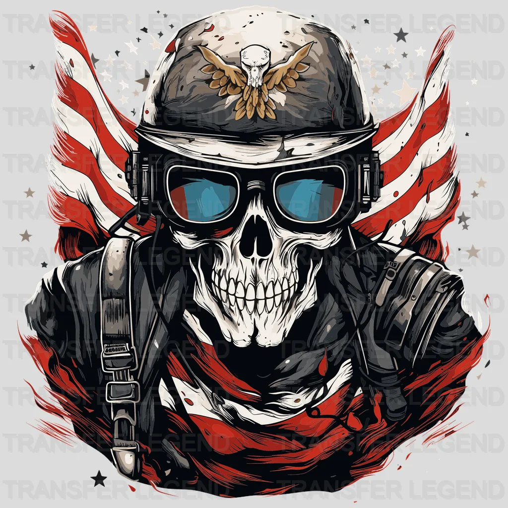 Skull Time USA Design - DTF Heat Transfers - transferlegend