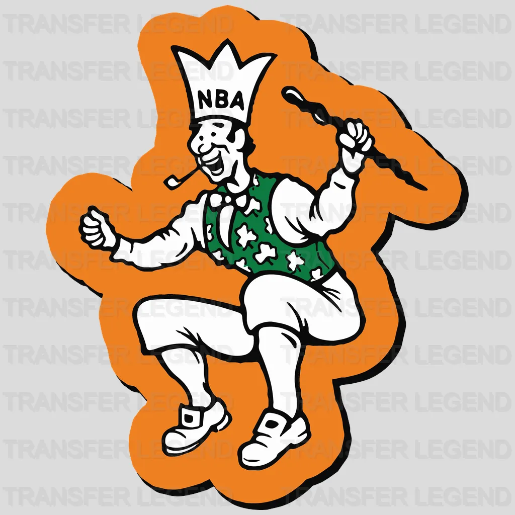 Boston Celtics Lucky Dribbling (Orange Outline Sticker) NBA Design - DTF Heat Transfer