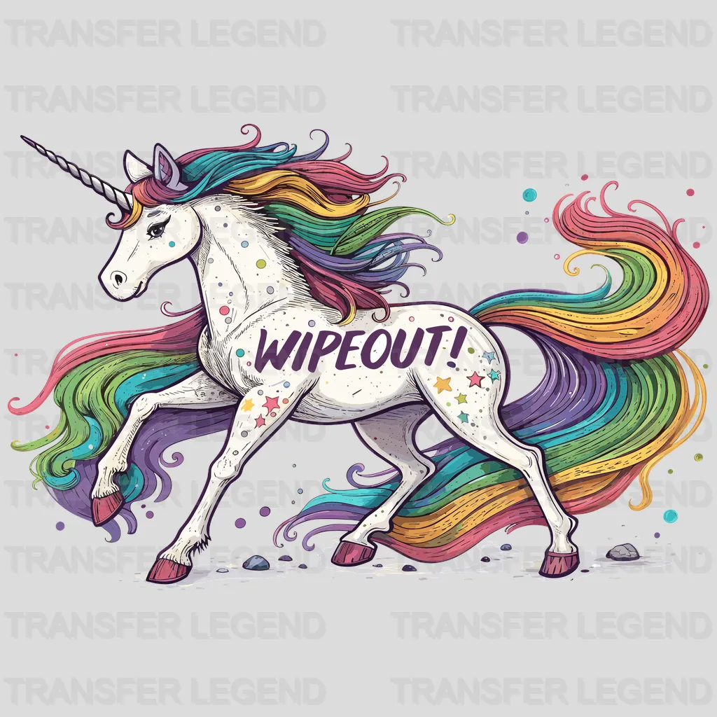 Wipeout Unicorn Design - DTF Heat Transfers - transferlegend