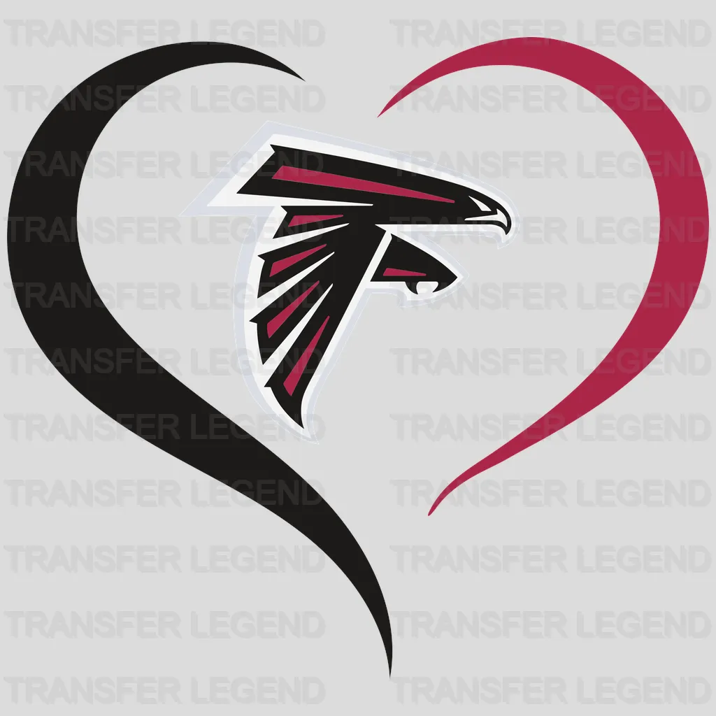 Atlanta Falcons Swoosh Heart Graphic NFL Design - DTF Heat Transfer