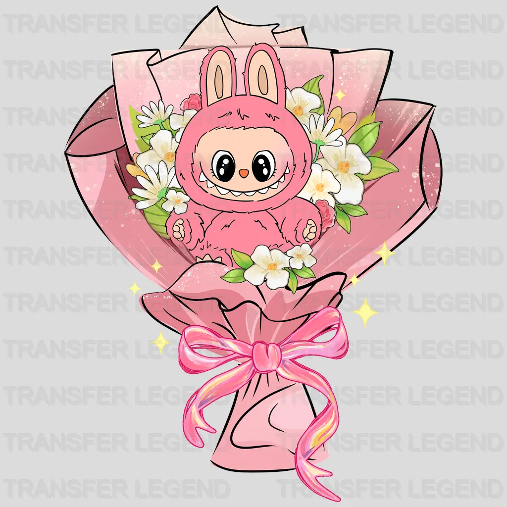 Happy Flowers Labubu Design - DTF Heat Transfers