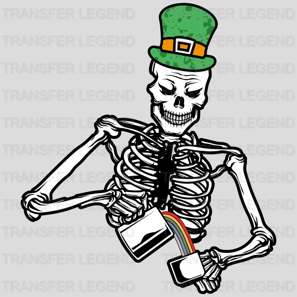 Skeleton Pouring Rainbow St. Patrick's Day Design - DTF heat transfer - transferlegend