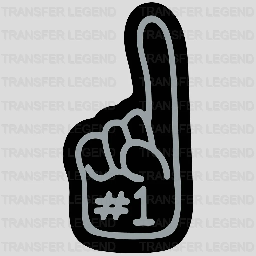Las Vegas Raiders foam finger “#1” gesture with team shield, NFL design - DTF Heat Transfer
