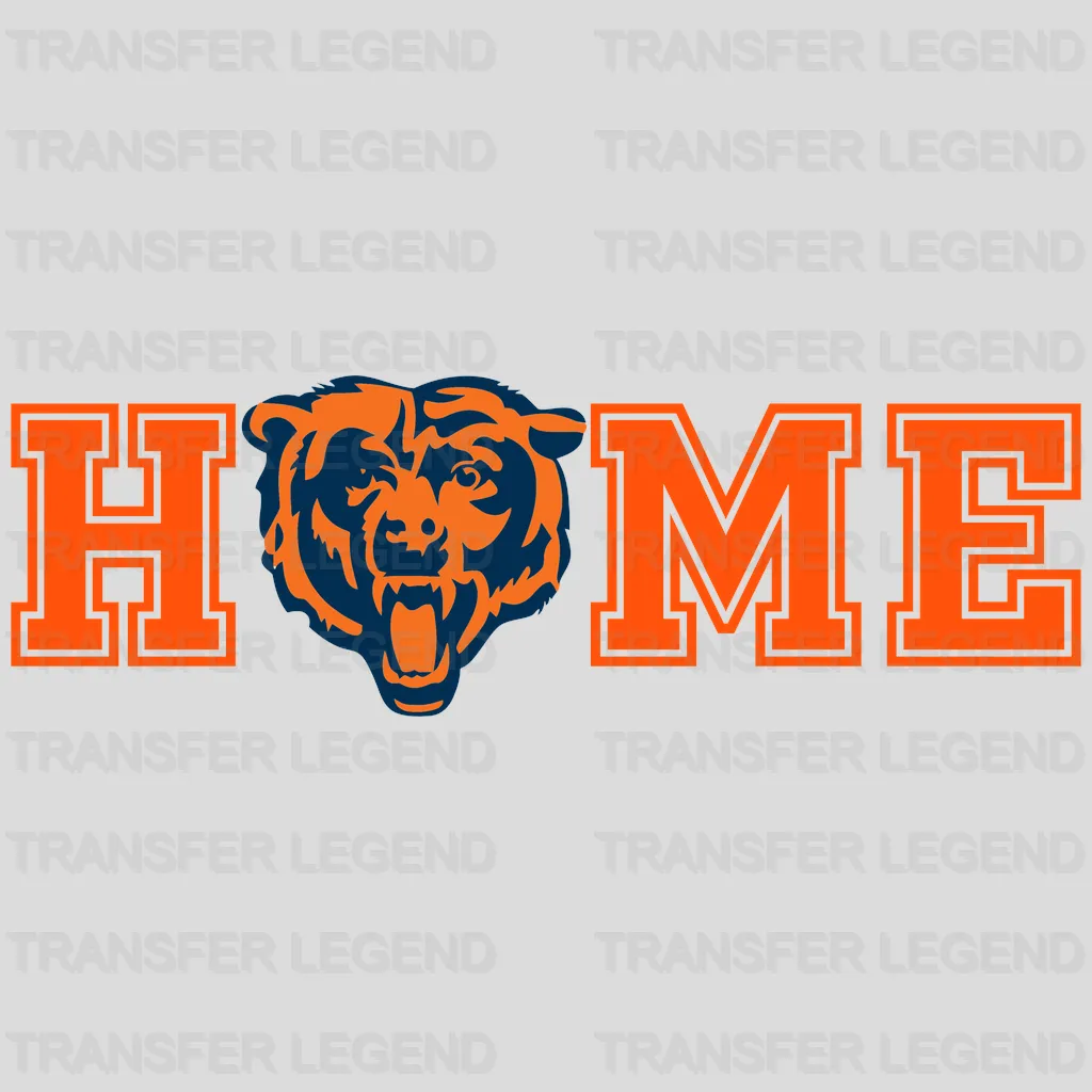 Chicago Bears “Home” Wordmark with Bear Head NFL Design - DTF Heat Transfer