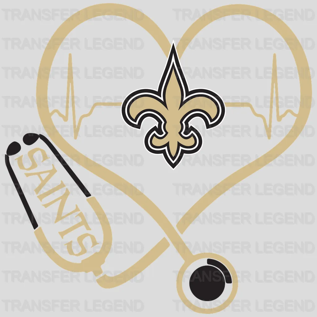 New Orleans Saints bold “GO” text with fleur‑de‑lis in letter O, NFL design - DTF Heat Transfer