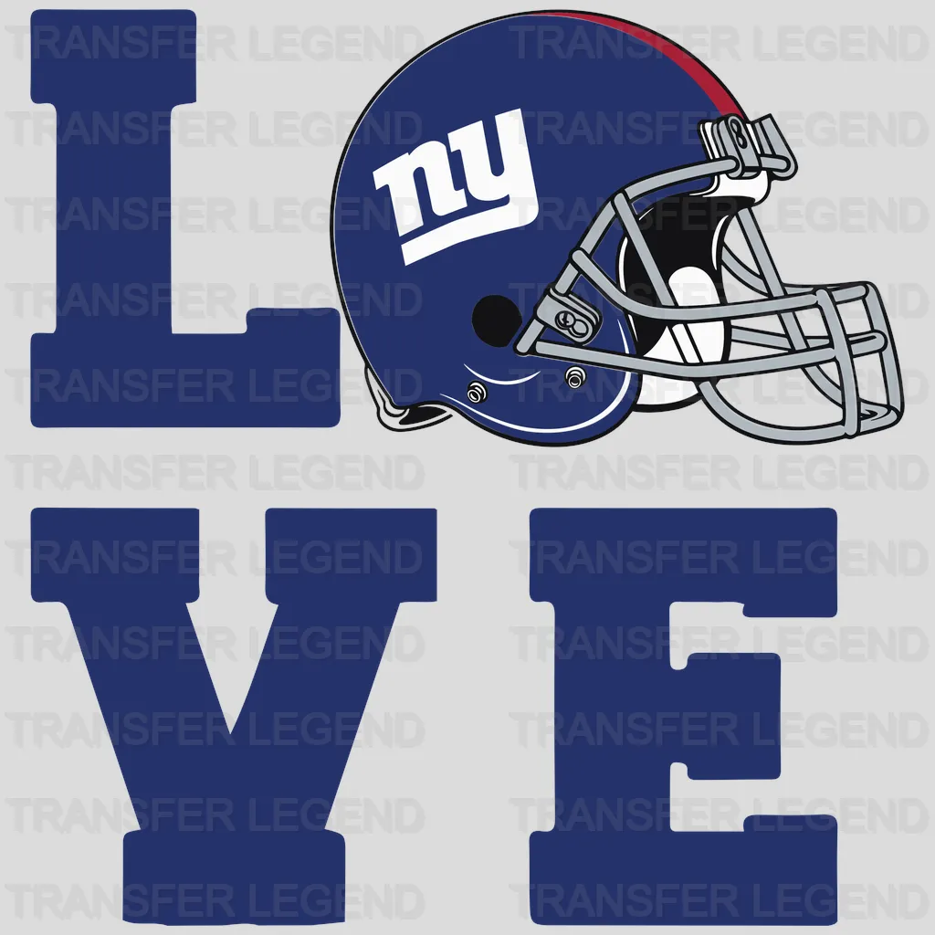 New York Giants helmet icon with “LOVE” text, NFL design - DTF Heat Transfer