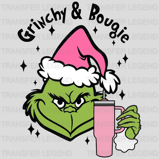 XMAS GRINCH AND BOUGIE, Christmas Design, Dtf Heat Transfer - transferlegend