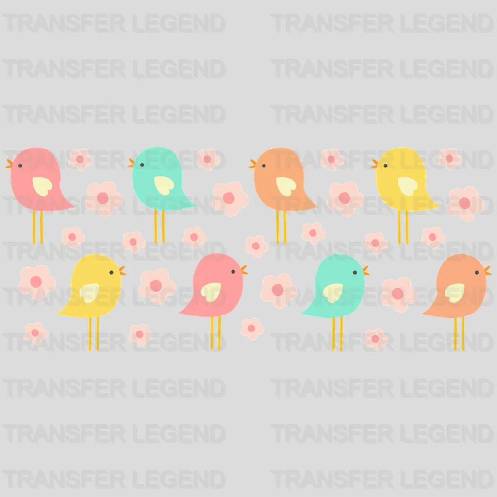 Colorful Birds and Flowers UV DTF Sticker - transferlegend