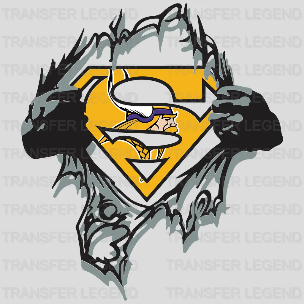 Supeman Ripped Logo Minnesota Vikings Ripped‑Chest Superman Reveal Emblem NFL Design - DTF