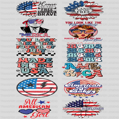 4th Of July - Premade Gang sheet - 12 PCS 10 INCH - transferlegend