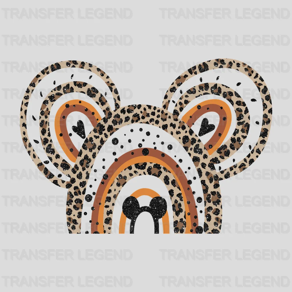 Disney Mickey Ears Leopard Rainbow Design - DTF heat transfer - transferlegend