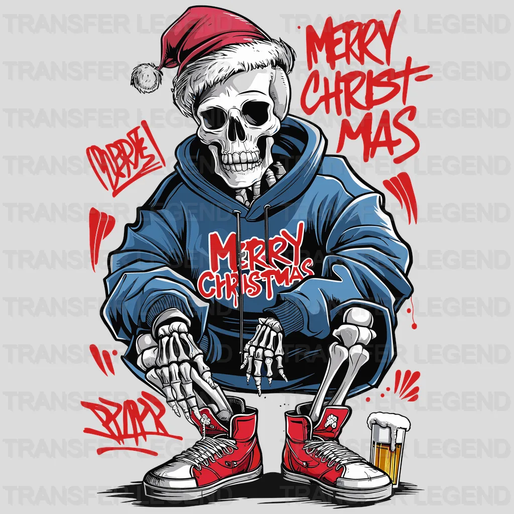 Merry Skull Christmas design - DTF Heat Transfer - transferlegend