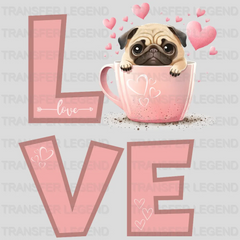 Love Pug Cute Valentines Day Design - DTF heat transfer - transferlegend