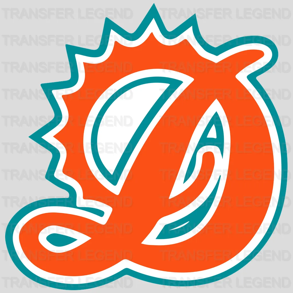 Miami Dolphins Ornamental D Monogram NFL Design - DTF Heat Transfer