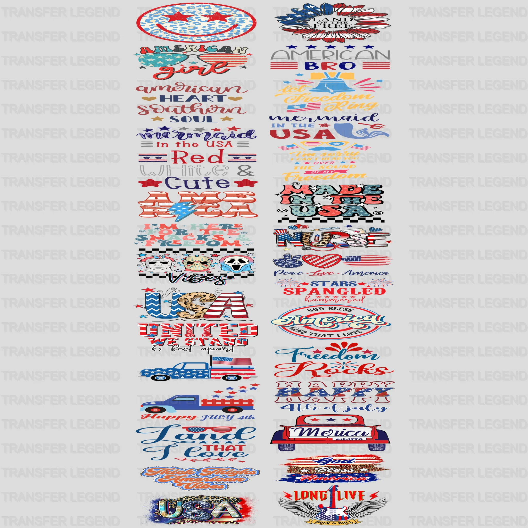 4th Of July Premade Gang sheet - 30 PCS 10 INCH - transferlegend