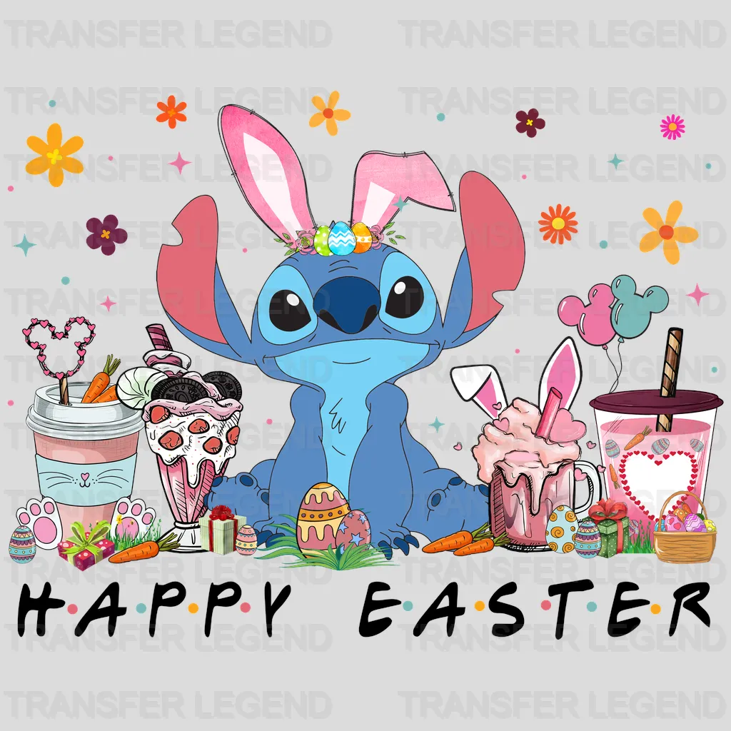 Stitch Coffee Cups Happy Easter Design- DTF heat transfer - transferlegend