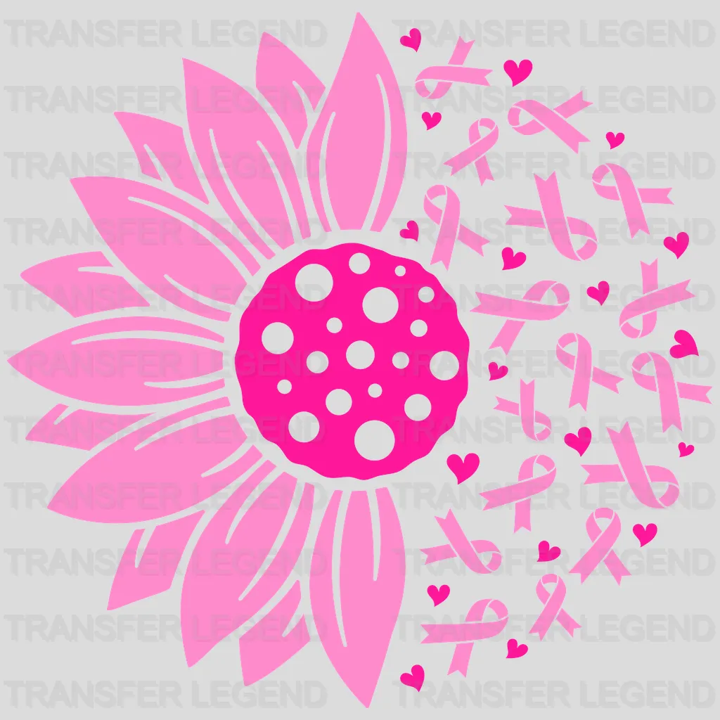 Breast Cancer Ribbon Sunflower Design - DTF heat transfer - transferlegend