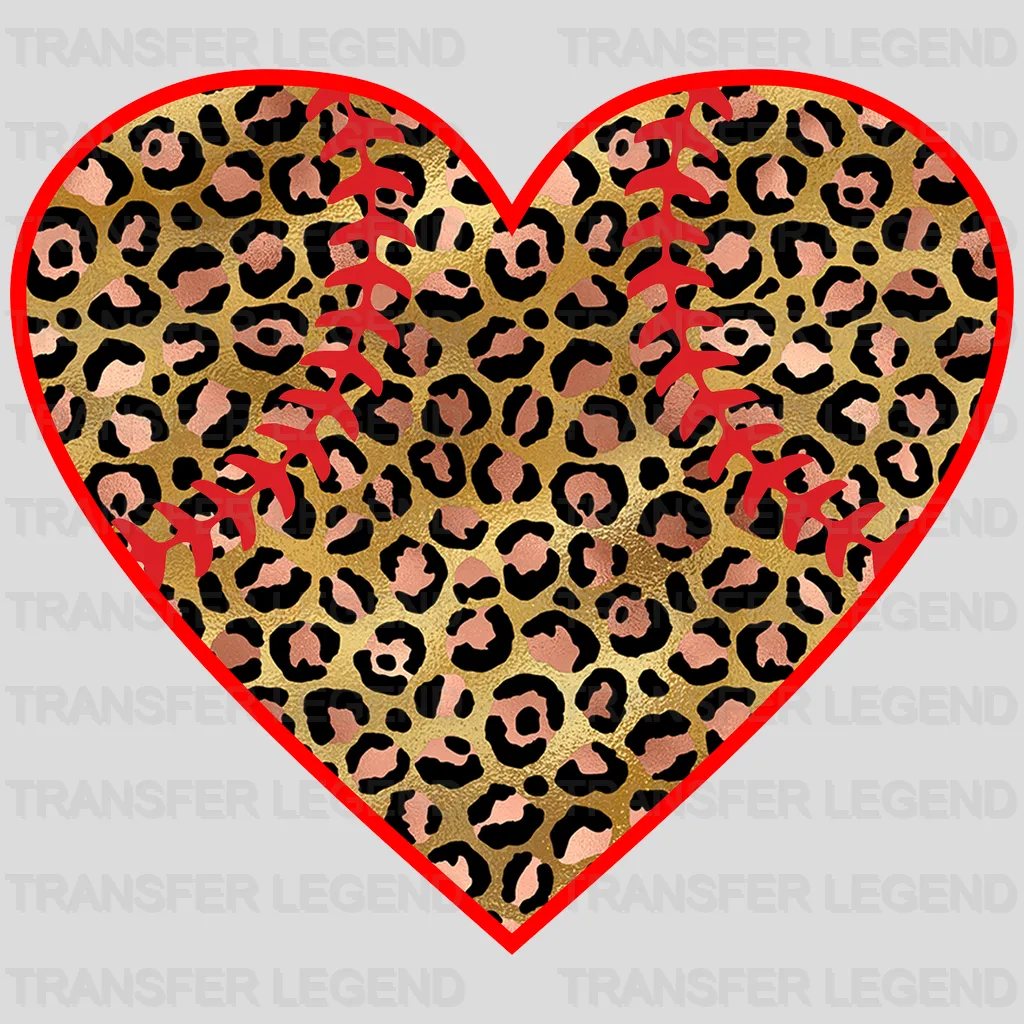 Baseball Heart Leopard DTF Transfer - transferlegend