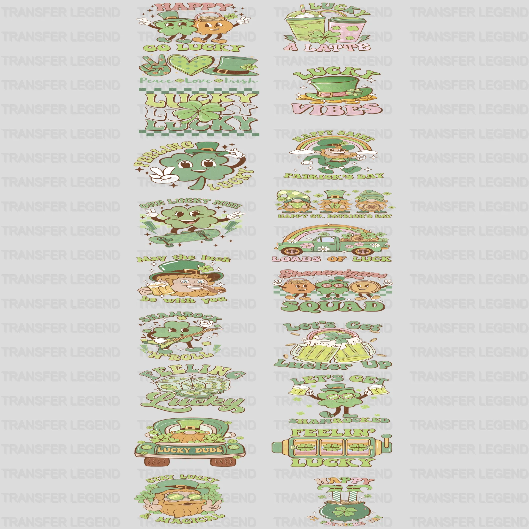 St. Patrick's Day Premade Gang sheet - 20 PCS 10 INCH - transferlegend