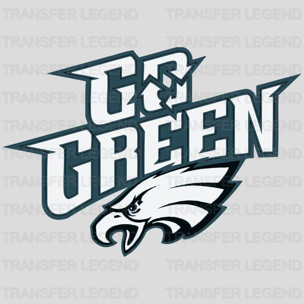 Philadelphia Eagles ‘Go Green’ slogan with eagle head, NFL design - DTF Heat Transfer