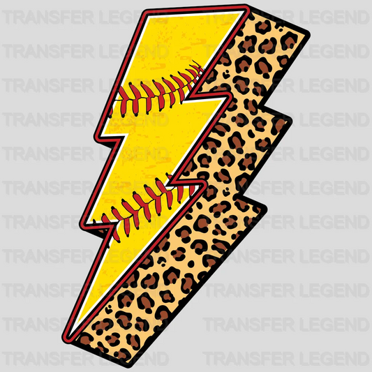 Softball Lightning Leopard DTF Transfer - transferlegend