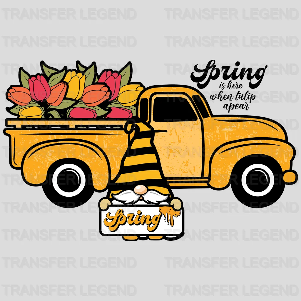 Orange Truck Gnomie Spring Easter Design - DTF heat transfer - transferlegend