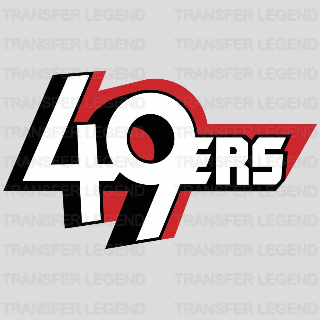 San Francisco 49ers Bold Stacked “49ers” Wordmark NFL Design - DTF Heat Transfer