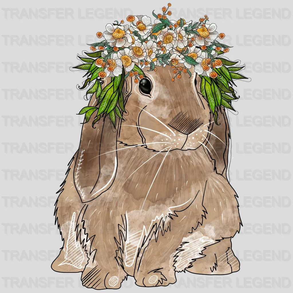 Rabbit with Flowers Easter Design - DTF heat transfer - transferlegend