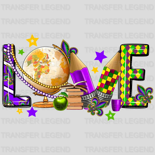 Love Mardi Gras Design- Mardi Gras DTF heat transfer - transferlegend