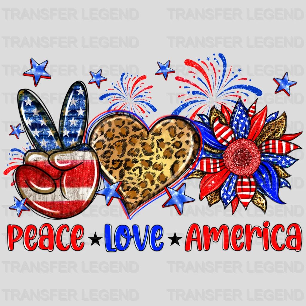 Peace Love America DTF Transfer - transferlegend