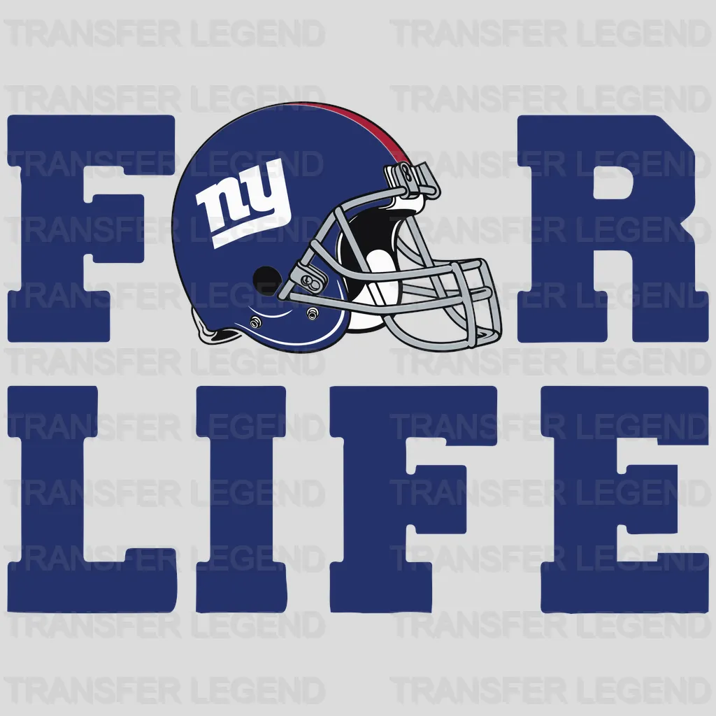 New York Giants helmet and “For Life” slogan combo, NFL design - DTF Heat Transfer
