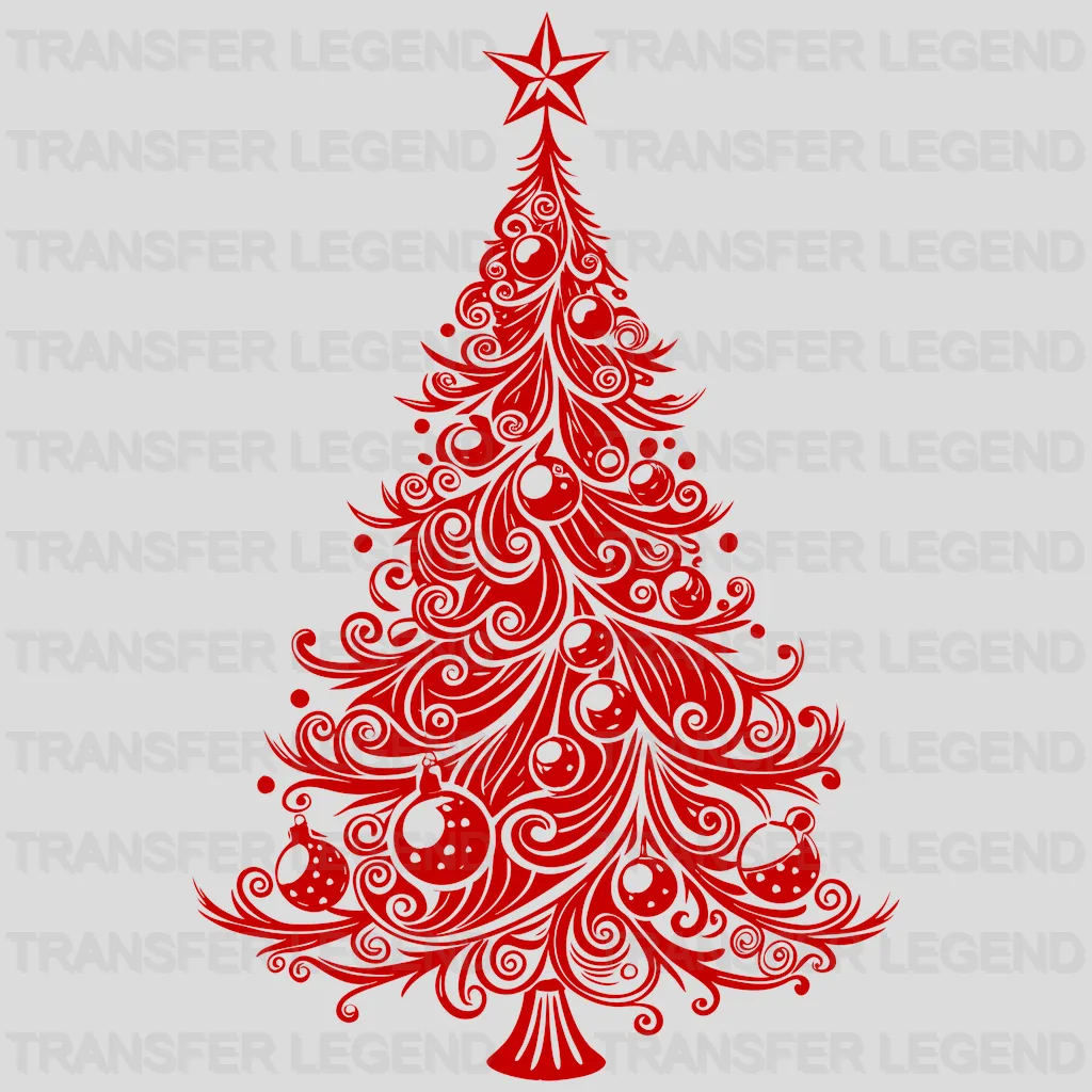 Red Tree Christmas design - DTF Heat Transfer - transferlegend