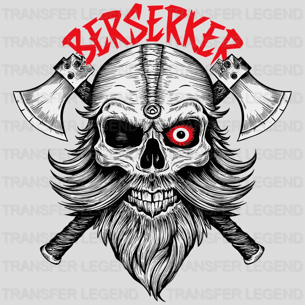 Skull Berserker Nordic Design - DTF Heat Transfer - transferlegend