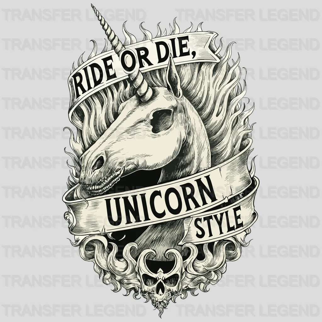 Ride Or Die Unicorn Design - DTF Heat Transfers - transferlegend