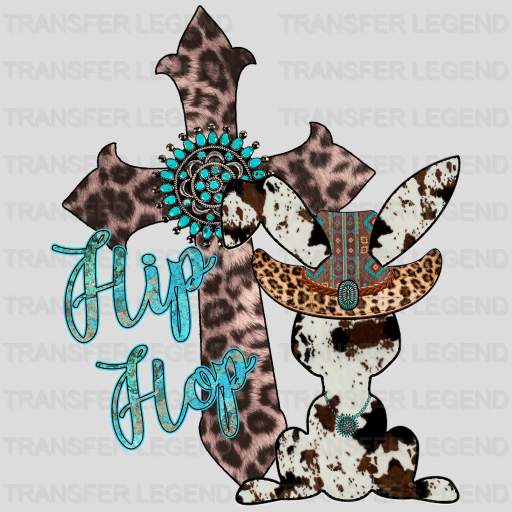 Western Easter Hip Hop Bunny Cross Design - DTF heat transfer - transferlegend