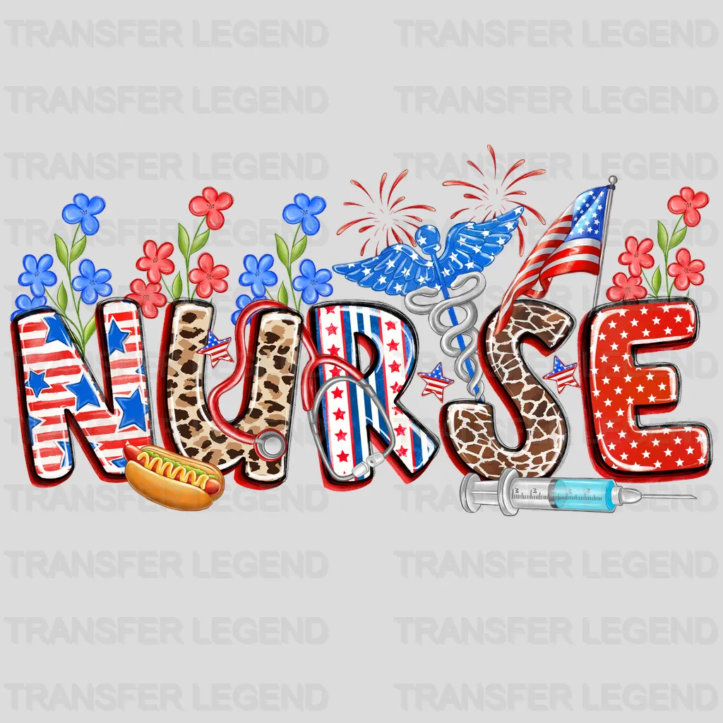 Nurse 4th July Design - DTF Heat Transfers - transferlegend