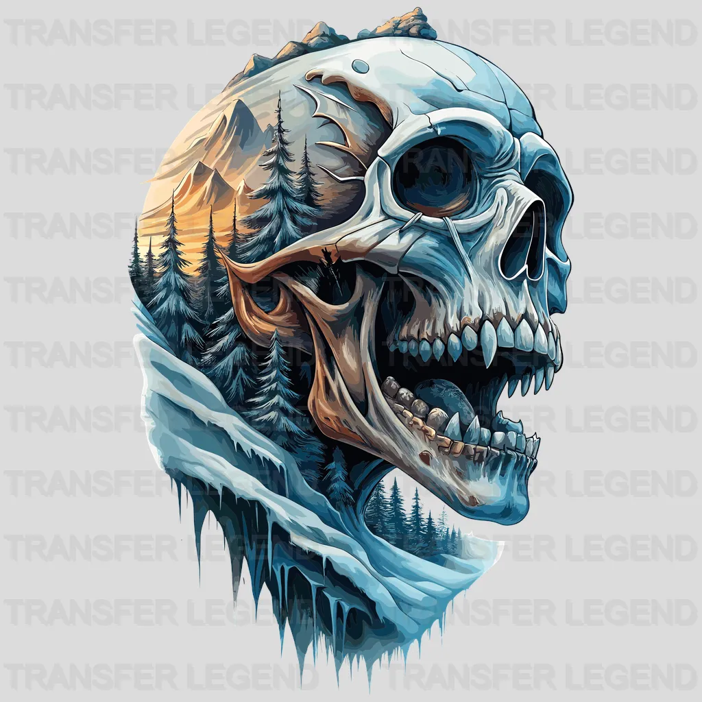 Skull In Snow Winter Design - DTF Heat Transfers - transferlegend