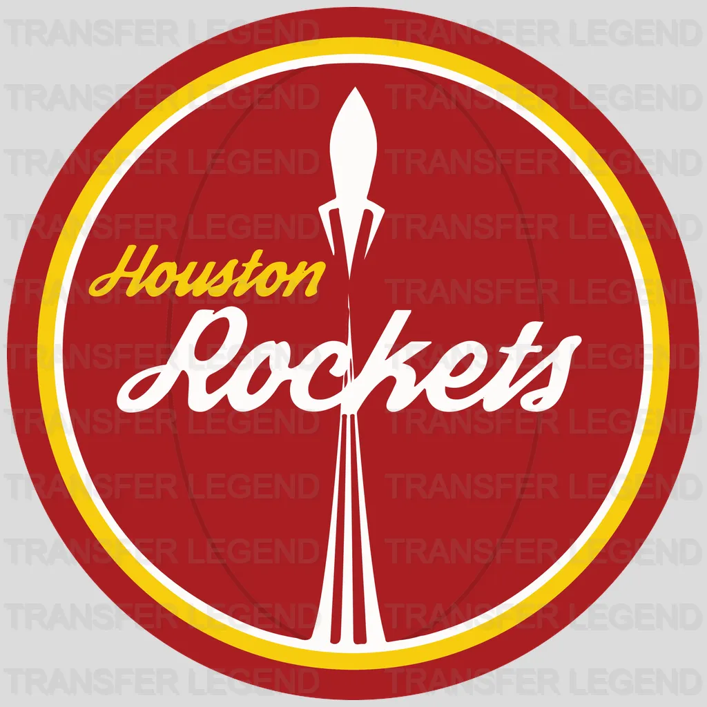 Houston Rockets Retro Script over Red Roundel NBA Design - DTF Heat Transfer