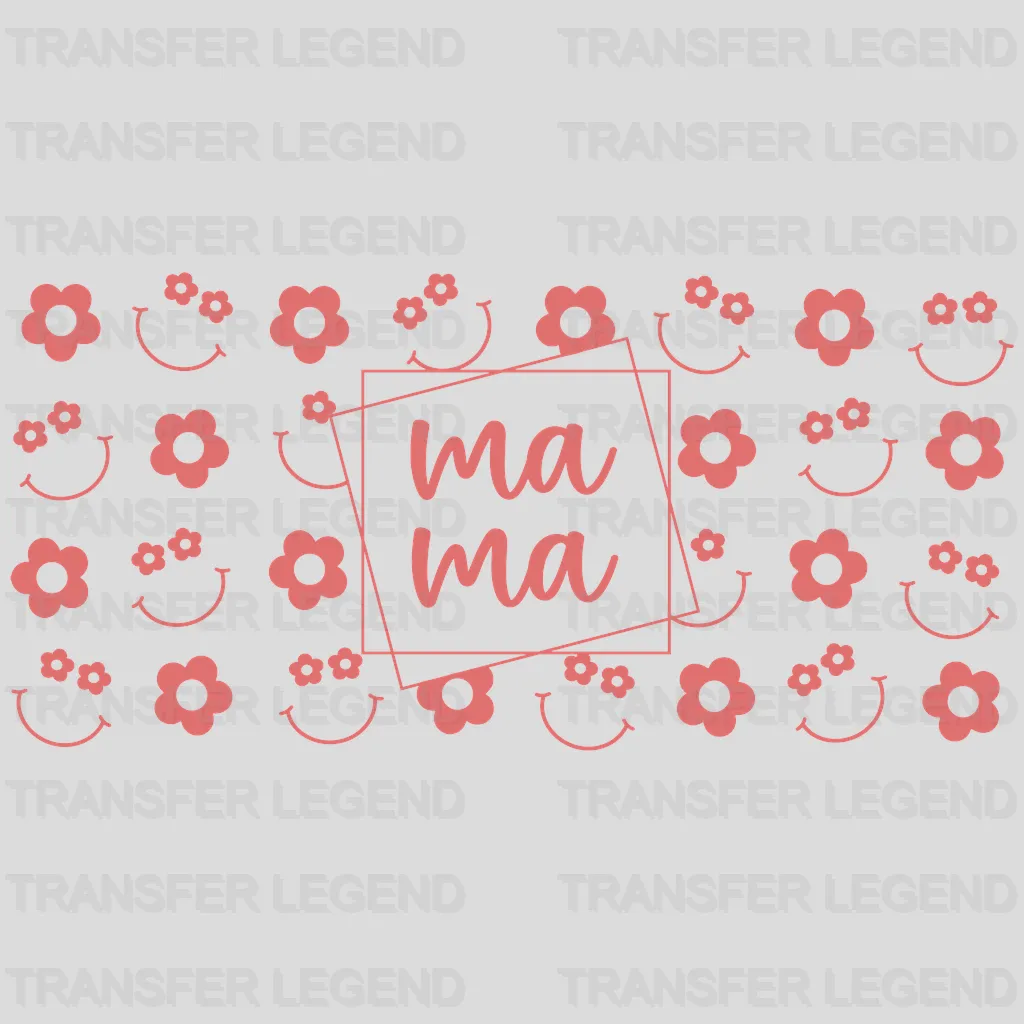 Smiley Mama Mother's Day UV DTF Transfer Cup Wrap UV DTF Sticker - transferlegend