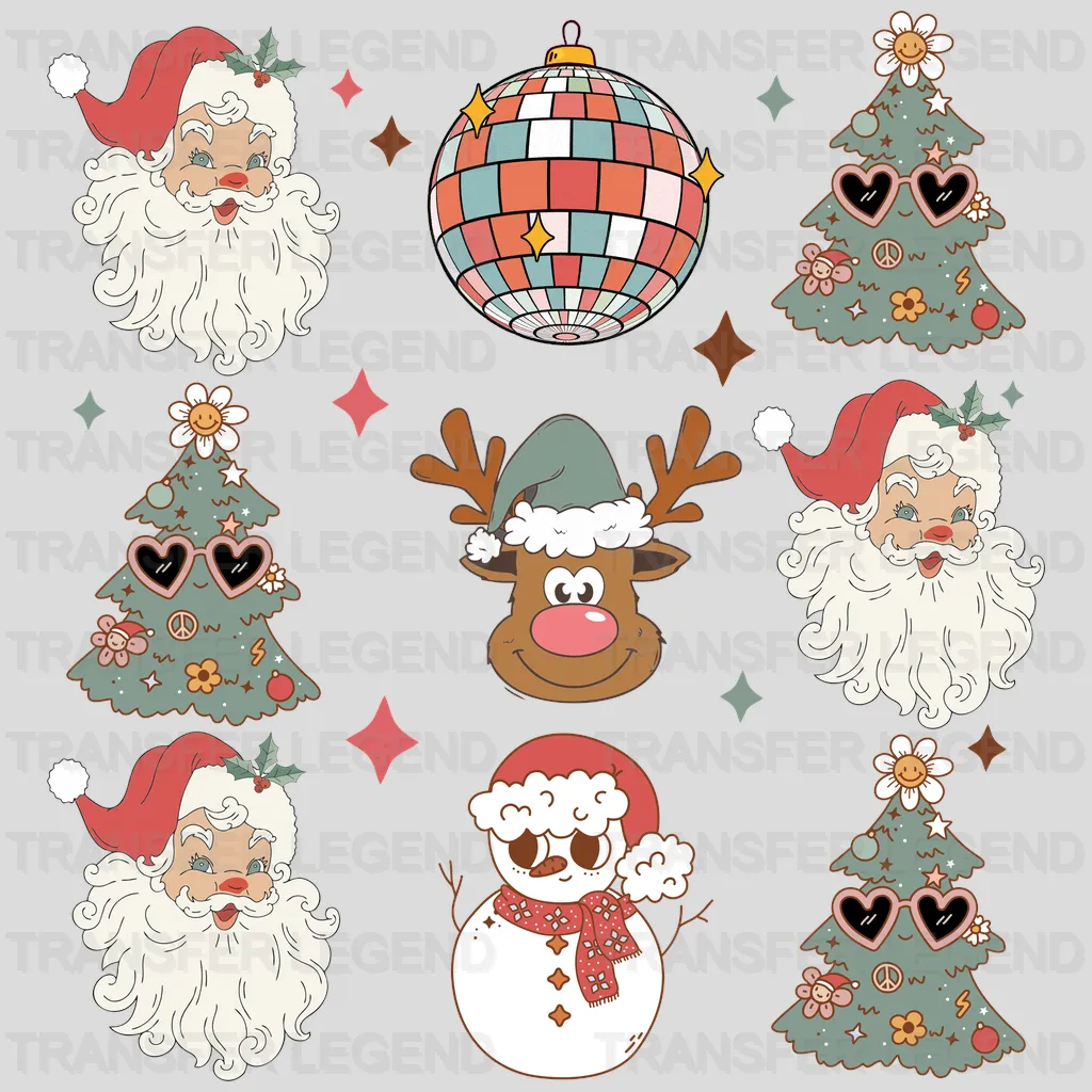 TREES REINDEER SANTA SNOWMAN Christmas Design - DTF heat transfer - transferlegend