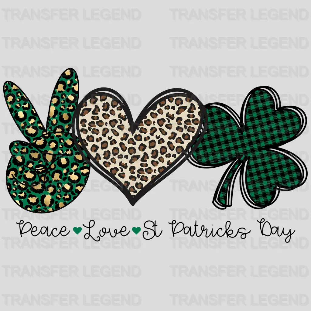 Peace Love Leopard St. Patrick's Day Design - DTF heat transfer - transferlegend