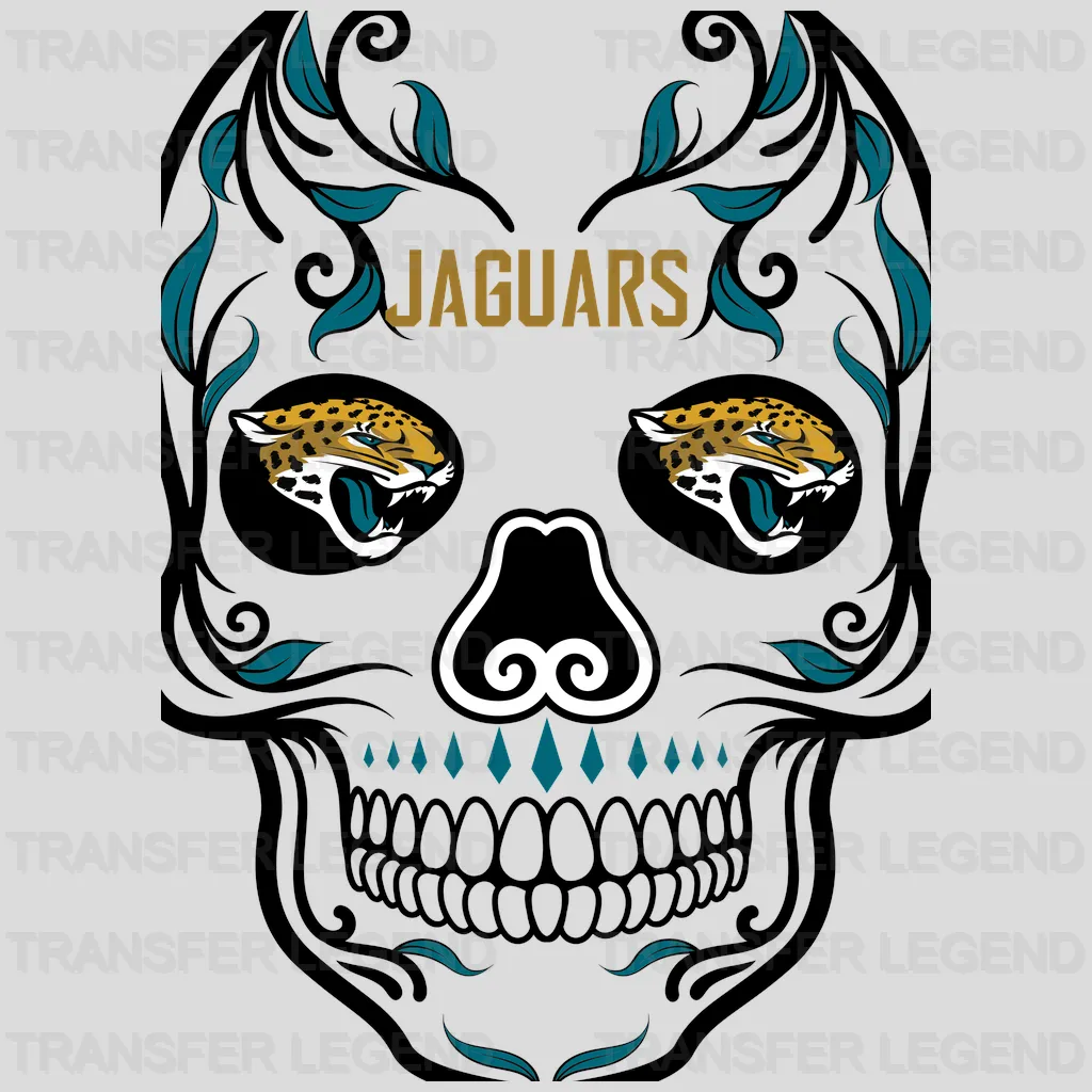 Jacksonville Jaguars Sugar-Skull Mandala Emblem NFL Design - DTF Heat Transfer