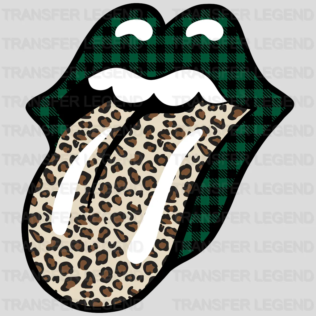 St. Patricks Day Buffalo Plaid Glossy Lips Mouth Design - DTF heat transfer - transferlegend