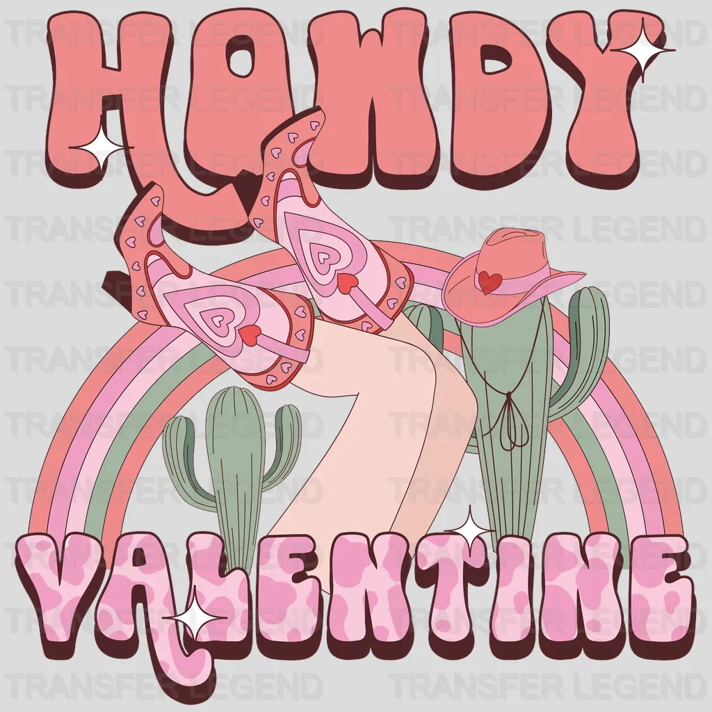 SOLID HOWDY VALENTINE COWGIRL - DTF heat transfer - transferlegend