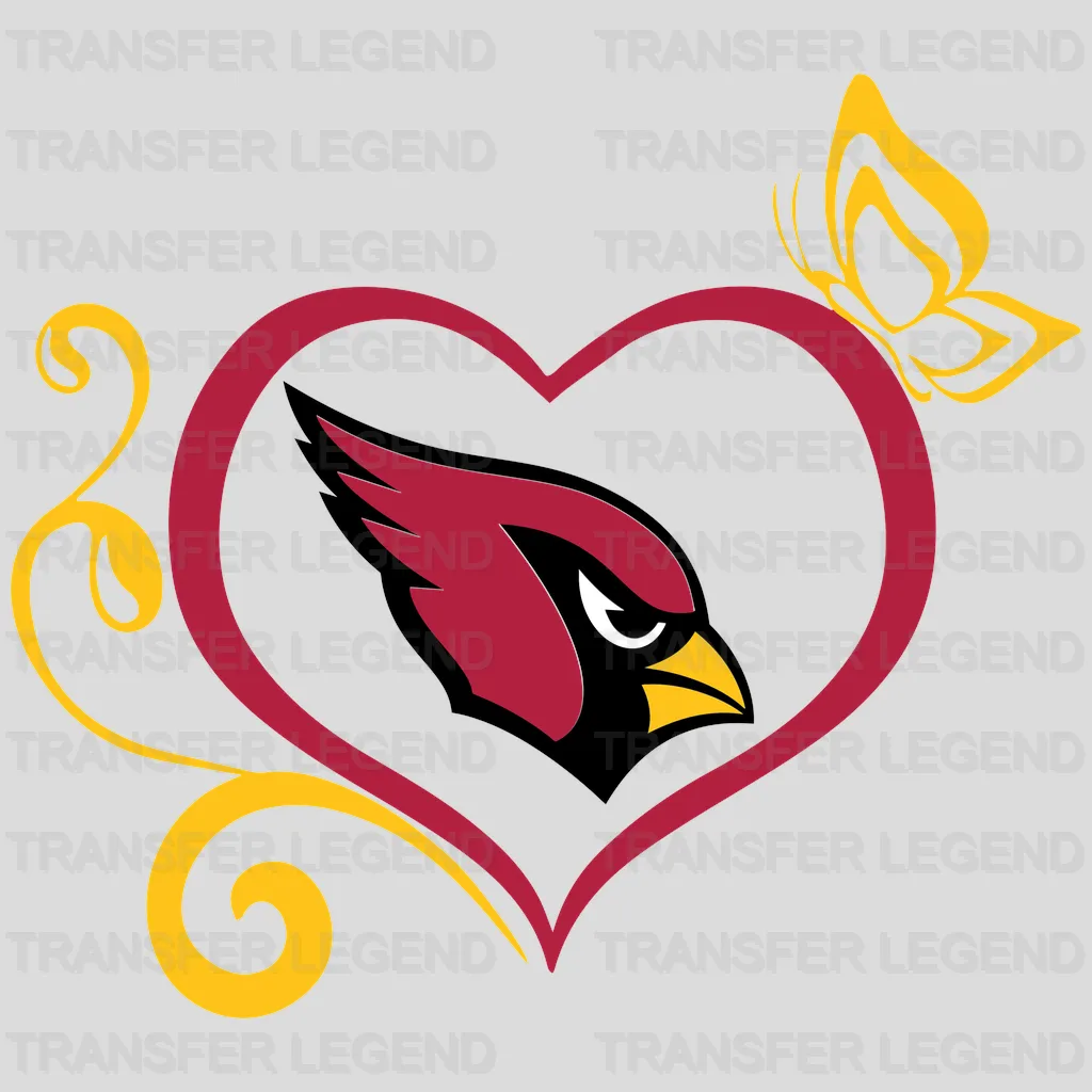 Arizona Cardinals Swirl Heart Emblem NFL Design - DTF Heat Transfer