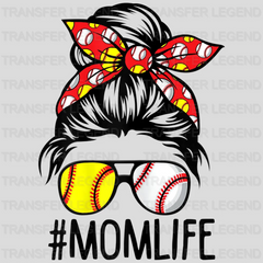 Mom Life Softball Baseball - Mothers Day - Messy Bun - Sports Fan - Baseball Lover Mom - Design - DTF heat transfer - transferlegend